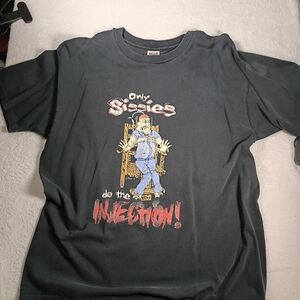 Vintage Horror Graphic T-Shirt “Only Sissies Do the Injection!” Anvil 2XL USA Ma